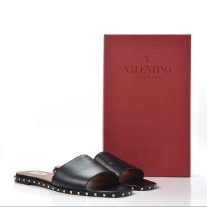 VALENTINO
Nappa Soul Rockstud Flat Slide Sandals 41.5 Black